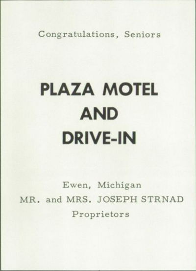 Plaza Motel - 1972 Yearbook Ad